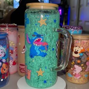 Green Glitter Stitch Tumbler
